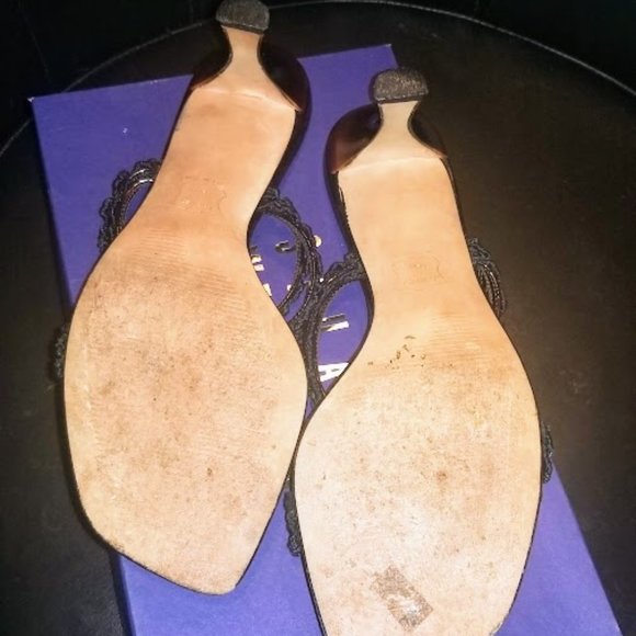 STUART WEITZMAN | Sandal | “Forgetmeknot” | Cognac tartar | Kitten Heel | Size 8 - Picture 12 of 16